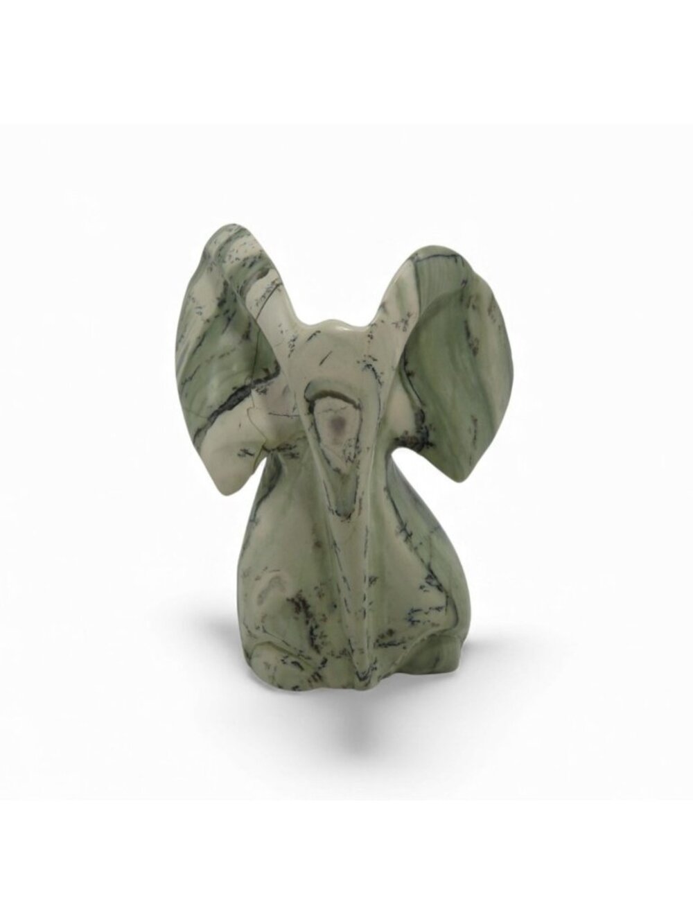 Hand Carved Butter Jade Stone Elephant Sculpture South Africa Signed Peter 4.7"